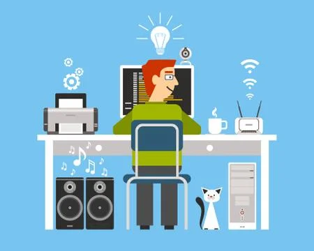 Programmer On Workplace Concept Illustrazione stock