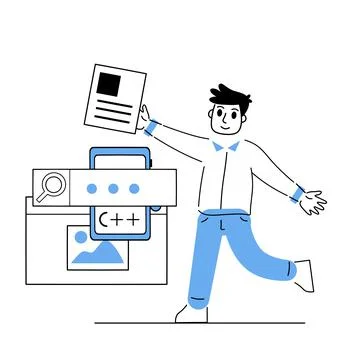 Programmer works with code 스톡 일러스트