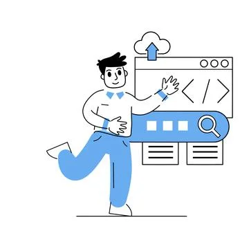 Programmer works with code 库存插图