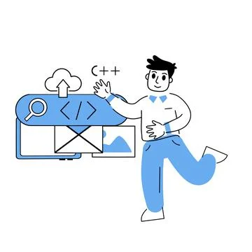 Programmer works with code Stockillustratie