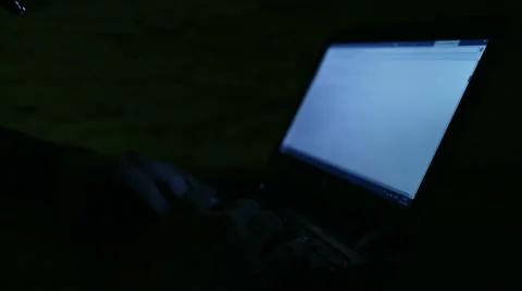 The programmer works in a dark room Stock Footage 65448869