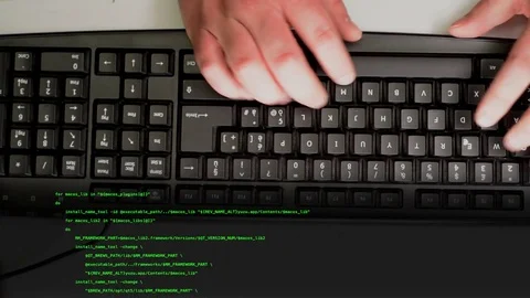 Programmer writes code on the keyboard Stock Footage 85007331