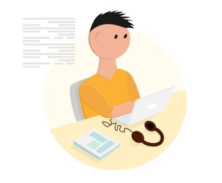 A programmer writes code on a laptop 库存插图