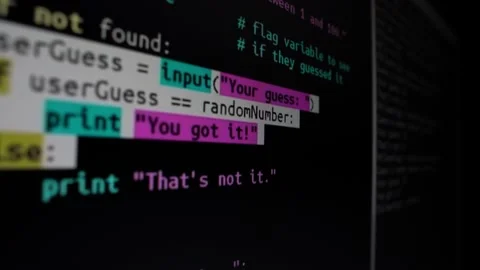 A programmer writes a program for an application, programming Stock Footage 142124833