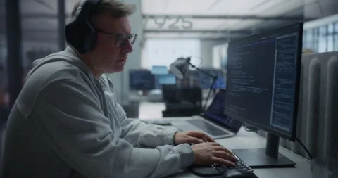Programmer Writing Code on Computer Stock Footage 296182183