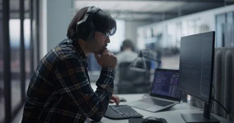 Programmer Writing Code on Computer Stock Footage 296184195