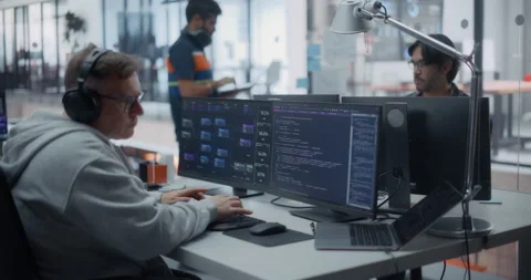 Programmer Writing Code on Computer Stock Footage 296184932