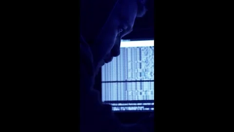 Programmer writing code in the dark Stock Footage 304967420