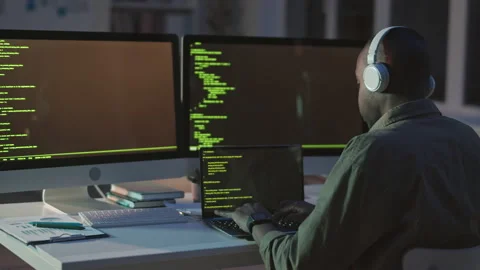 Programmer Writing Program Codes Working at Night Video stock 164921041
