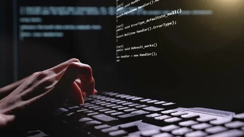 Programmer writing sites and programs. 3D future coding. Stock Footage 172705231