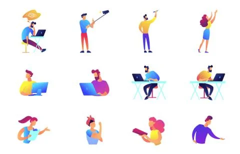 Programmers and businessmen vector illustrations set. Stock-Illustration