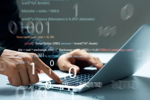 Programmers and cyber security technologies design websites and security in t Stock Photos