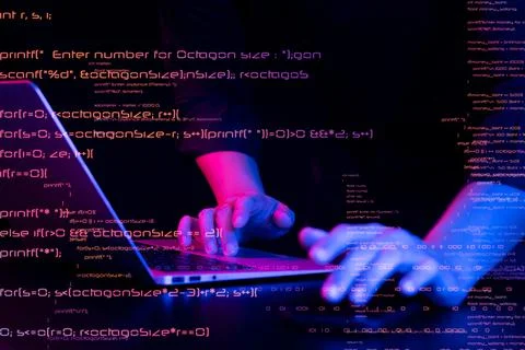 Programmers and cyber security technologies design websites and security in t Stock Photos