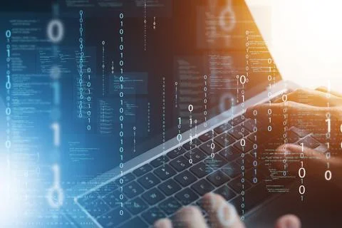 Programmers and cyber security technologies design websites and security in.. Stock Photos