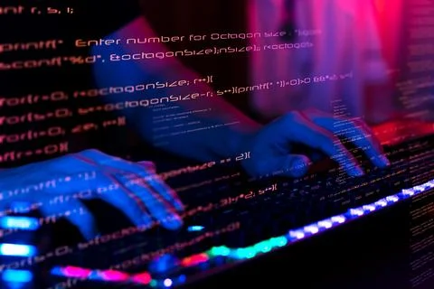 Programmers and cyber security technologies design websites and security in.. Stock Photos