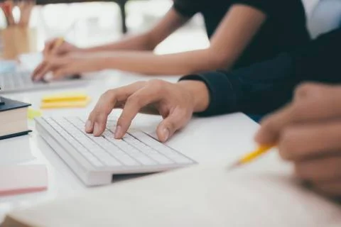 Programmers and developer teams are coding and developing software Stockfoto's