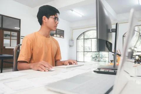 Programmers and developer teams are coding and developing software Foto stock