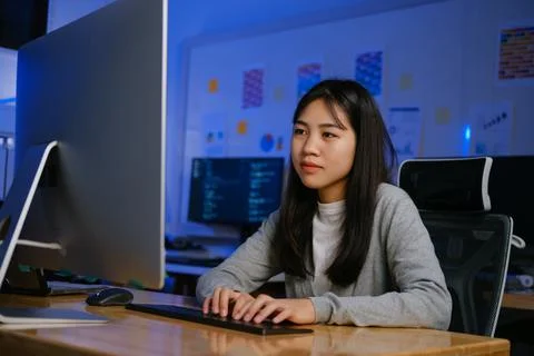 Programmers and developer teams are coding and developing software 스톡 사진