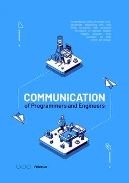 Programmers and engineers communication web banner イラスト素材