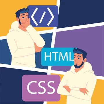 Programmers with codes Illustrazione stock