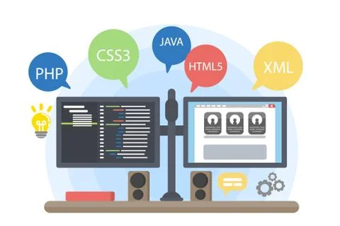 Programmers computer illustration. Stock Illustration