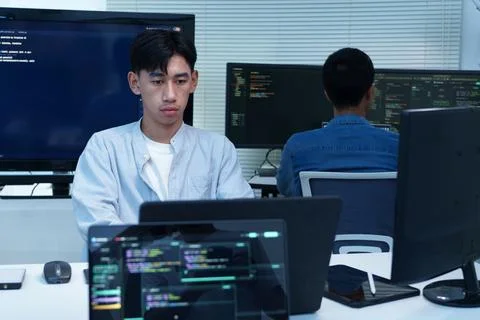 Programmers Developing Digital Software and AI Technology Foto stock