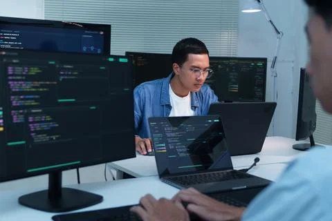 Programmers Developing Digital Software and AI Solutions Фото