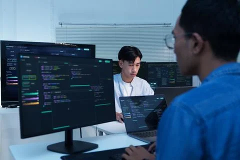 Programmers Developing Digital Software with Artificial Intelligence Stock Photos