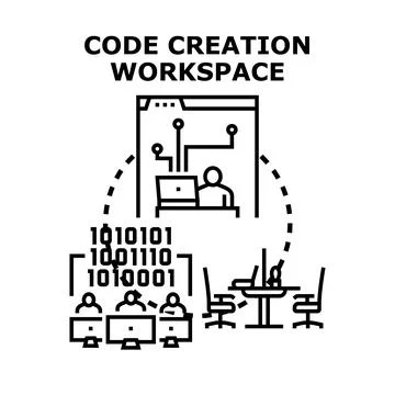 Programmers developing software solutions in a creative workspace Stockillustratie