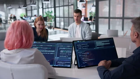Programmers Doing Code Review For Security Stock Footage 333841854
