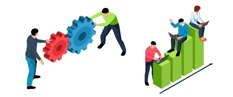 Programmers hackers freelancers overworked Stock-Illustration