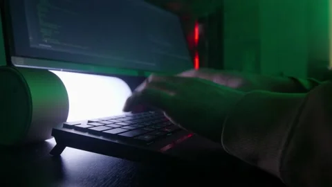 The programmer's hands quickly type on the keyboard, programming,developing Stock Footage 147606056