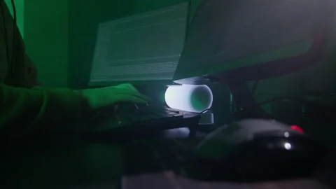 The programmer's hands quickly type on the keyboard, coding, programming Stock Footage 147606867