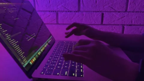 Programmer's hands typing code Stock Footage 164913977