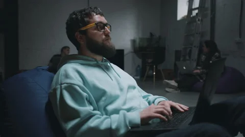 Programmers hearing an explosion during war Stock Footage 187593824