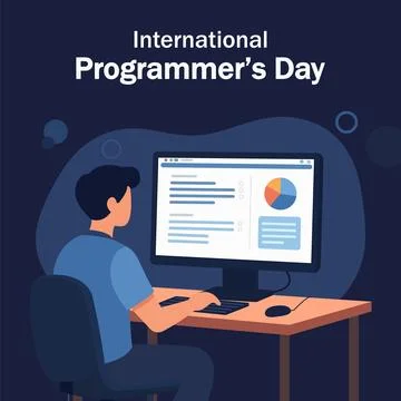 Programmers International Day computer work Stock Illustration