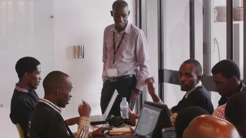 Programmers at kLab, an Open Space for IT Entrepreneurs in Kigali, Rwanda Stock-Footage 82350387