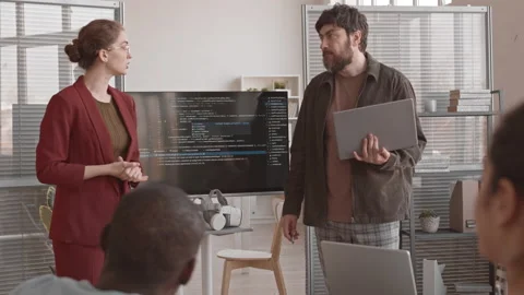 Programmers Making Presentation in Office Stock Footage 158740997