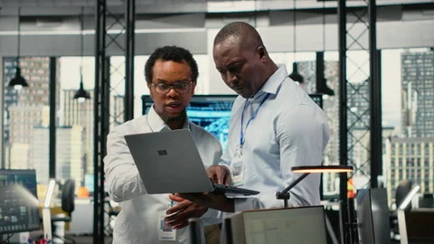 Programmers in office doing software development, brainstorming Stock Footage 323030535