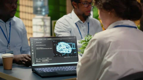 Programmers in office using specialized technology to accelerate AI calculations Stock Footage 322701805