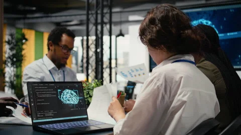 Programmers in office using specialized technology to accelerate AI calculations Video stock 323238616