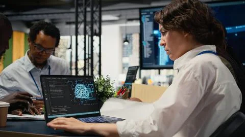 Programmers in office using specialized technology to accelerate AI calculations Stock Photos