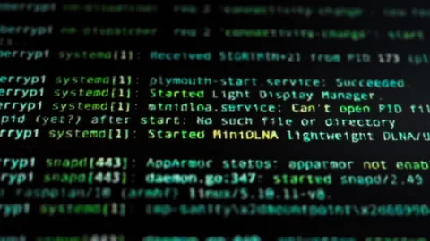 A programmers screen comes alive with a dynamic coding process as symbols an Stock Footage 331475133