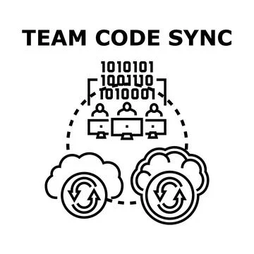 Programmers synchronizing code developing software on cloud Stockillustratie
