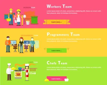 Programmers Team. Workers People. Chefs Group Stock-Illustration
