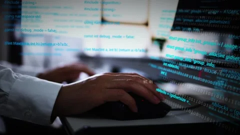 Programmers type with computer keyboards Video stock 166681598
