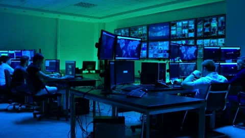 Programmers using many laptops , computers , following information, statistics . Stock Footage 163553839