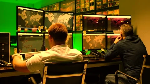 Programmers using many laptops , computers , following information, statistics . Stock Footage 163554182