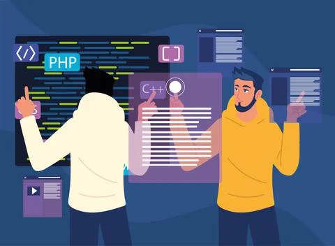Programmers with websites Illustrazione stock