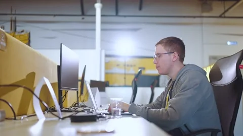 Programmers work in the office, programmers' office, it specialists Video stock 239484469